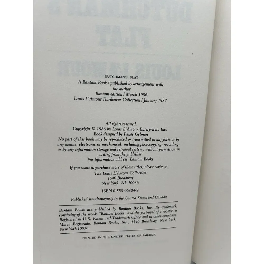 Vintage Louis L'Amour Leatherette Book Dutchman's Flat Like New Copyright 1986